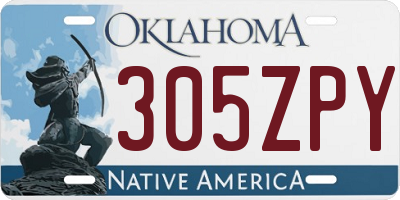 OK license plate 305ZPY