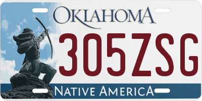 OK license plate 305ZSG