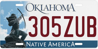 OK license plate 305ZUB