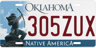 OK license plate 305ZUX
