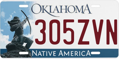 OK license plate 305ZVN