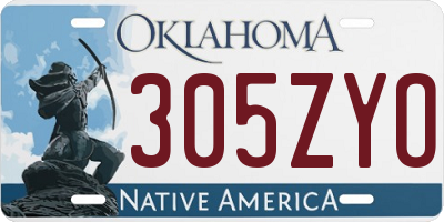 OK license plate 305ZYO