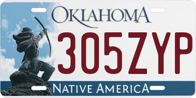 OK license plate 305ZYP