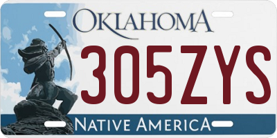 OK license plate 305ZYS