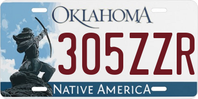 OK license plate 305ZZR