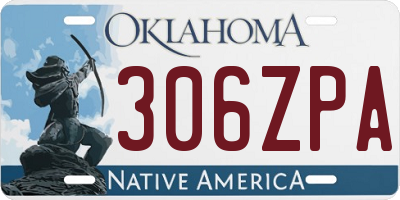 OK license plate 306ZPA