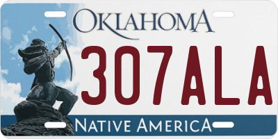 OK license plate 307ALA