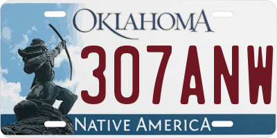 OK license plate 307ANW