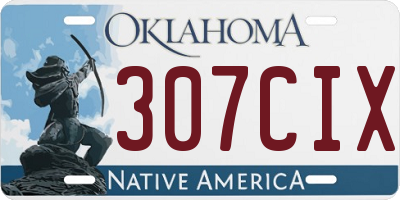 OK license plate 307CIX