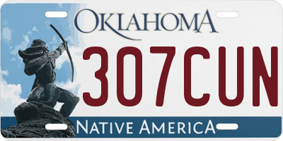 OK license plate 307CUN