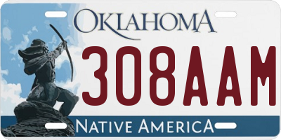 OK license plate 308AAM