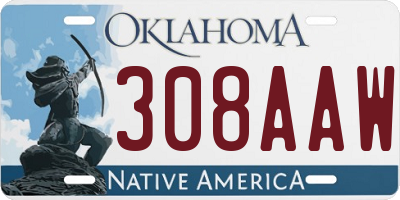 OK license plate 308AAW