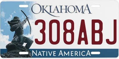 OK license plate 308ABJ