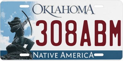 OK license plate 308ABM