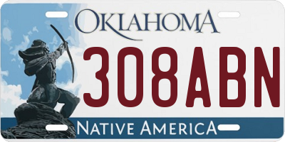 OK license plate 308ABN