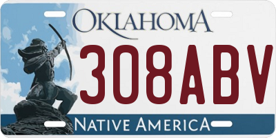 OK license plate 308ABV