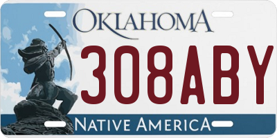 OK license plate 308ABY