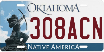 OK license plate 308ACN