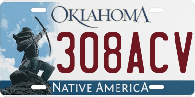 OK license plate 308ACV