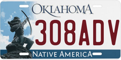 OK license plate 308ADV