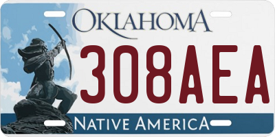 OK license plate 308AEA