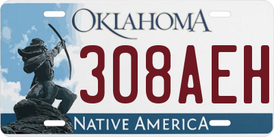 OK license plate 308AEH