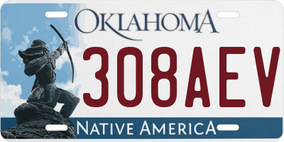 OK license plate 308AEV