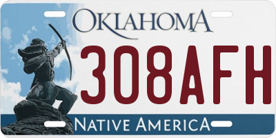 OK license plate 308AFH