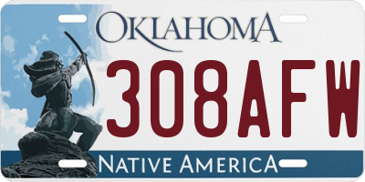 OK license plate 308AFW