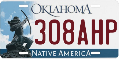 OK license plate 308AHP