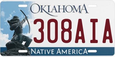 OK license plate 308AIA