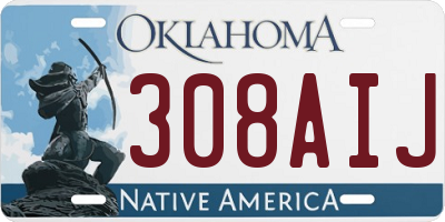 OK license plate 308AIJ