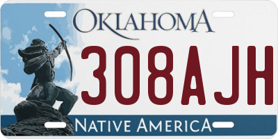 OK license plate 308AJH