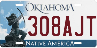 OK license plate 308AJT