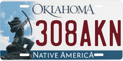 OK license plate 308AKN