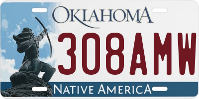 OK license plate 308AMW