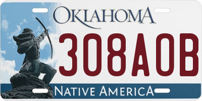 OK license plate 308AOB