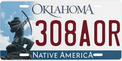 OK license plate 308AOR