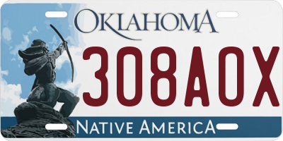 OK license plate 308AOX