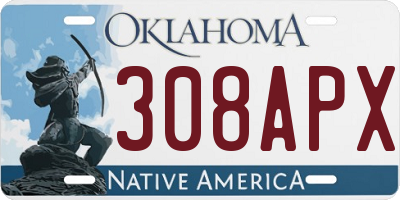 OK license plate 308APX