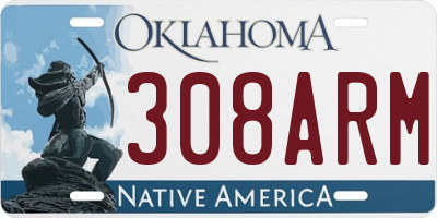 OK license plate 308ARM
