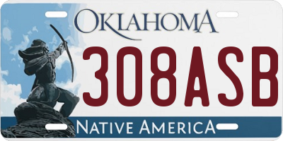 OK license plate 308ASB