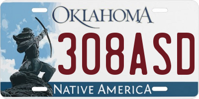 OK license plate 308ASD