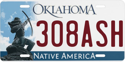 OK license plate 308ASH