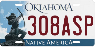 OK license plate 308ASP