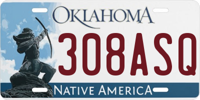 OK license plate 308ASQ