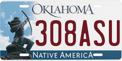OK license plate 308ASU