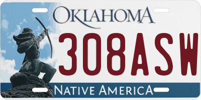 OK license plate 308ASW