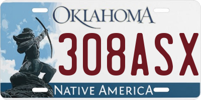 OK license plate 308ASX