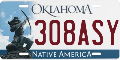 OK license plate 308ASY